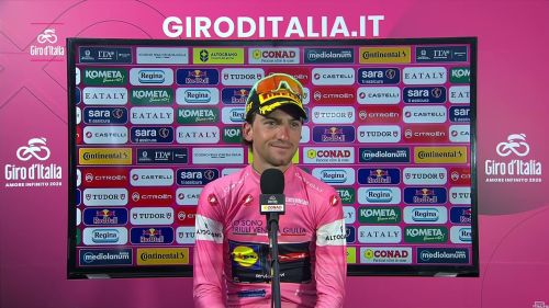 Giulio ciccone intervista sul podio di cosenza: “ho realizzato il sogno che avevo da bambino, indossare la maglia rosa”